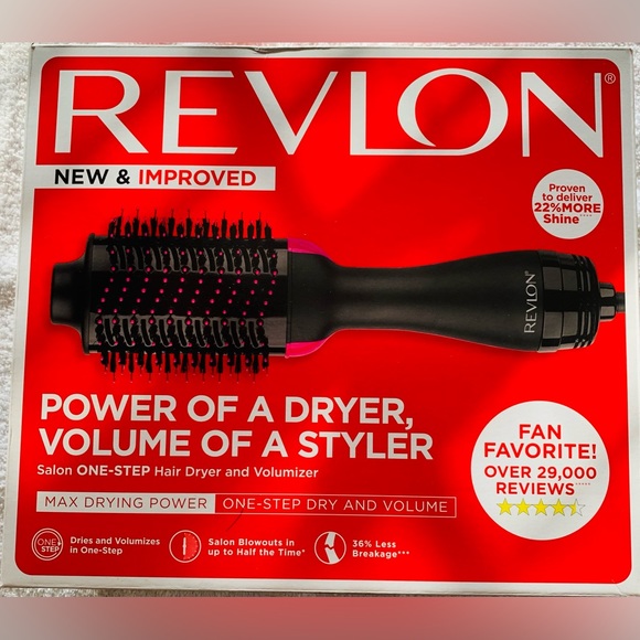 Revlon Hair Revlon One Step Hair Dryer Volumizer Hot Air Brush Max Drying Power Black Pink